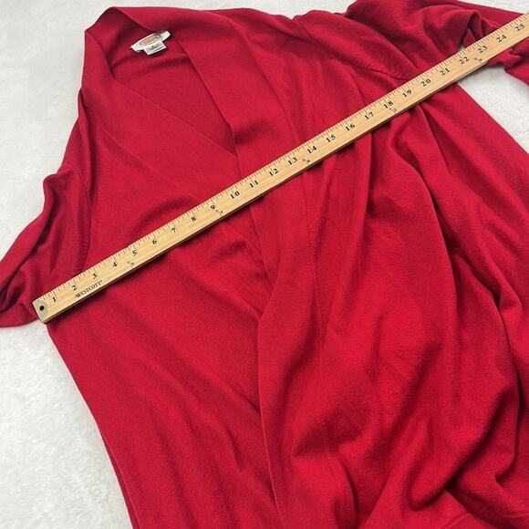 Talbots S Silk, Cotton, Cashmere Red Long Sleeve Open Long Line Cardigan Sweater - Picture 7 of 11